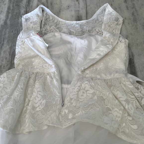 Sugar Plum WHITE COMMUNION,FLOWER GIRL Easter Dress Satin Lace Tulle Size 8 - Picture 12 of 13